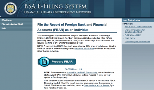 FinCEN's FBAR e-filing system